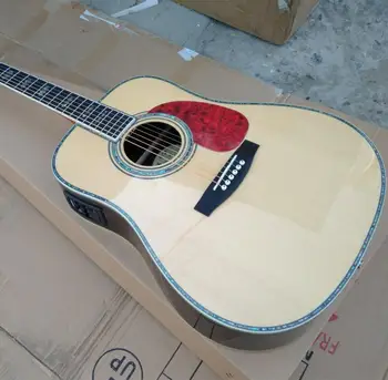 

Solid spruce top D style Acoustic Guitar, Real abalone Ebony fingerboard 41 inches Electric Acoustic Guitar,Free shipping