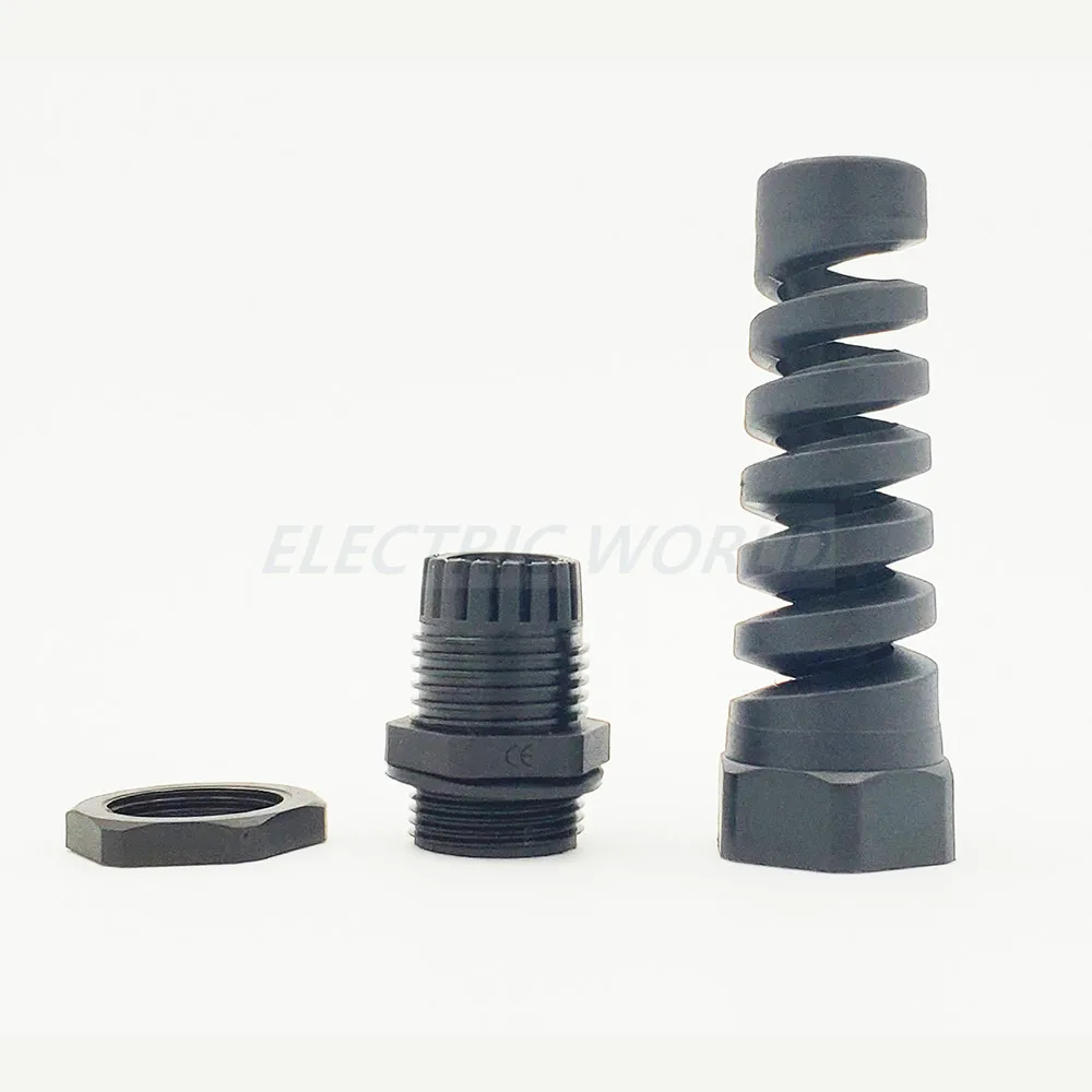 Nylon Cable glands PG13.5 M20 waterproof cable connector thread gland rubber wiring conduit Anti-bending plastic cable sleeve