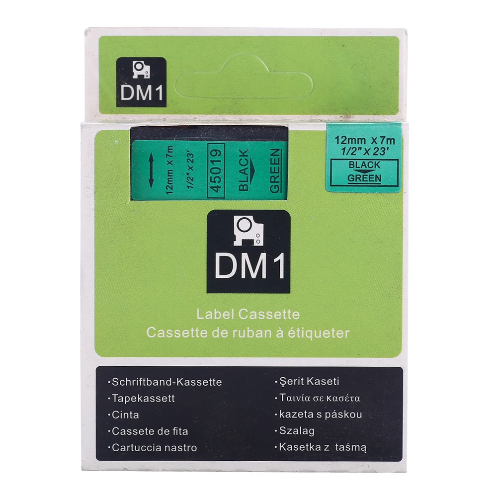 Black on Green 45019 Отличное качество черный на белом возможна печать на ленте для DYMO D1 45013 S0720530 - Цвет: Black on Green 45019