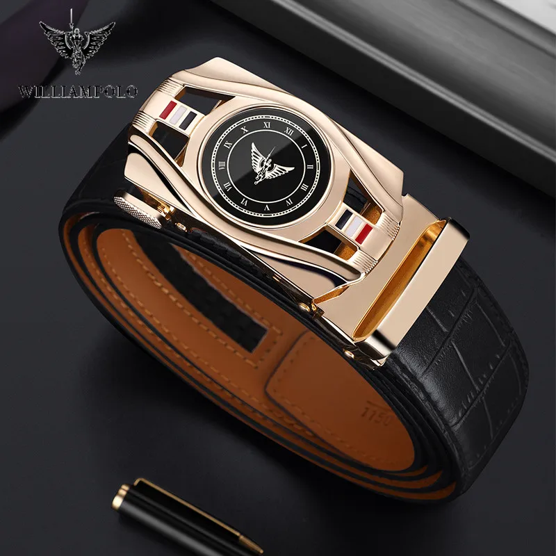 Новый 2020 мужской ремень из натуральной кожи с автоматической пряжкой роскошный