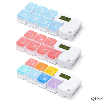 

7-Day Pill Organizer With Timer Medicine Reminder Case Weekly Box