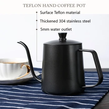 

Hot! Food Grade 304 Stainless Steel Drip Kettle Long Mouth Fine Mouth Coffee Pot Eco-friendly Durable Home Coffee Accessories