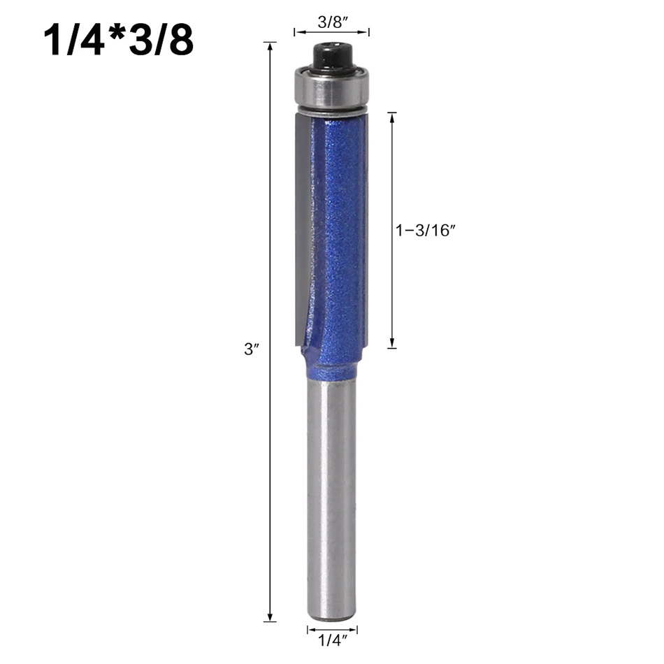1/4 Shank Milling Cutter Woodwork Trim Router Bit With Bearing For Wood Template Pattern Bit Tungsten Carbide For Woodworking