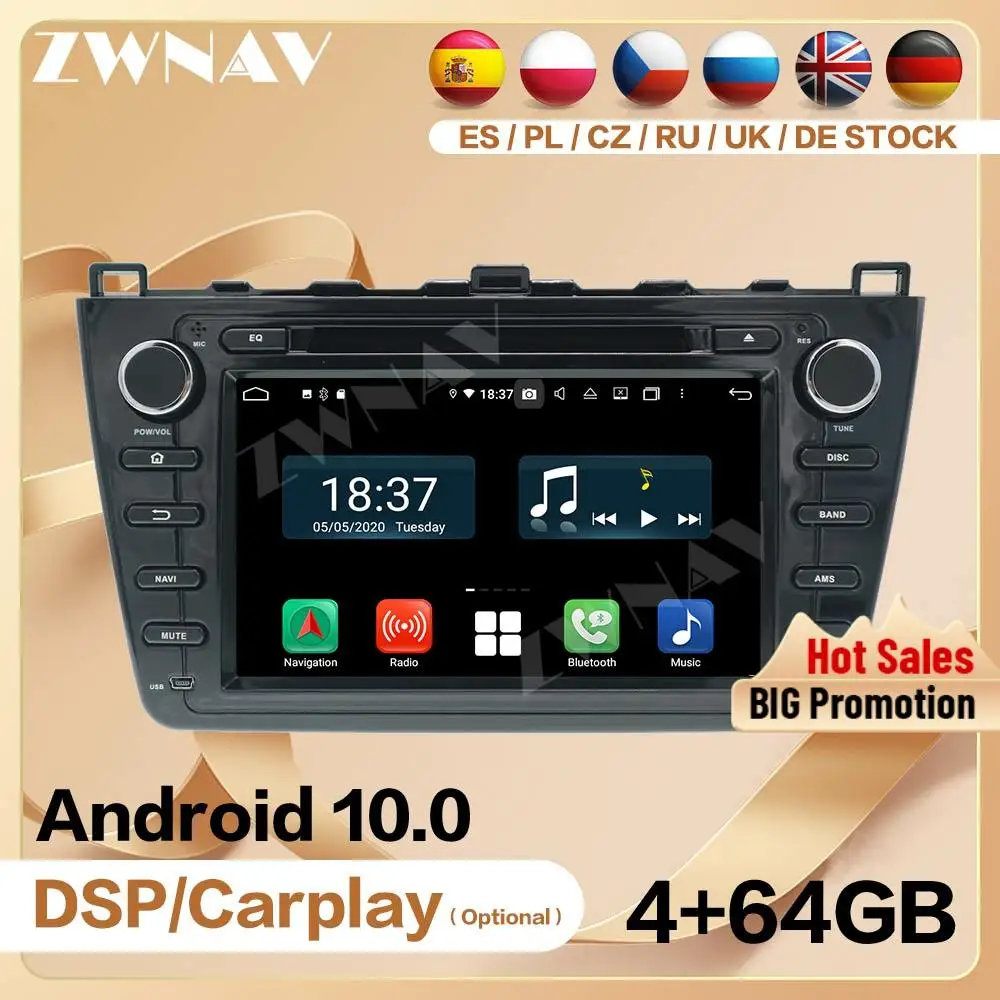 128G 2 Din для Mazda 6 Mazda6 2009 2010 2011 2012 Android 10 экран Мультимедиа стерео аудио радио GPS