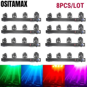 

8pcs LED Beam Moving Head Lights 4 Heads 4x10w White RGBW 4IN1 Spider Stage Bright DMX512 Moving Heads Disco DJ Party Lights Bar