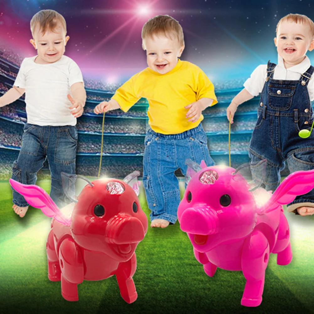 Электрический светодиодный музыкальный крыло свинья ходячие животные с поводком Детские интерактивные игрушки детские развивающие игрушки для детей подарок