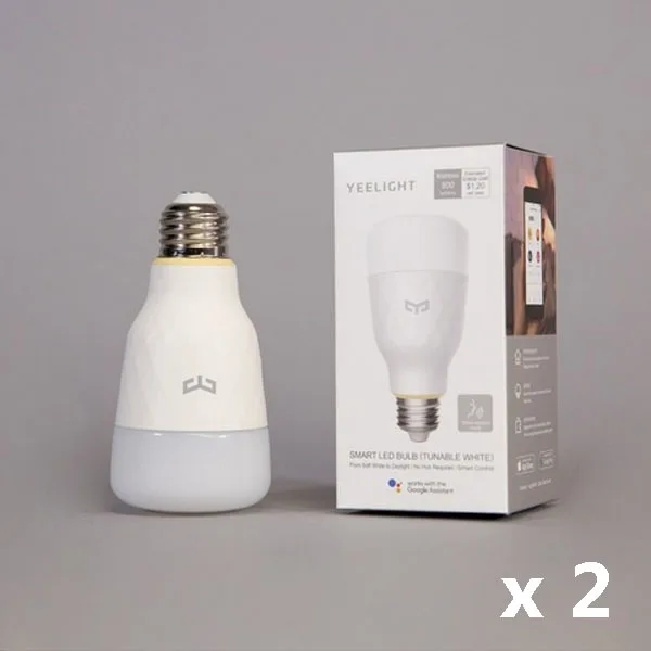 2 pieces Умный светодиодный светильник Xiaomi Yeelight, настраиваемая белая версия E27, 10 Вт, 800 люменов, WiFi, пульт дистанционного управления, работает с домашним комплектом, умный дом MIJIA - Цвет: 2 pieces