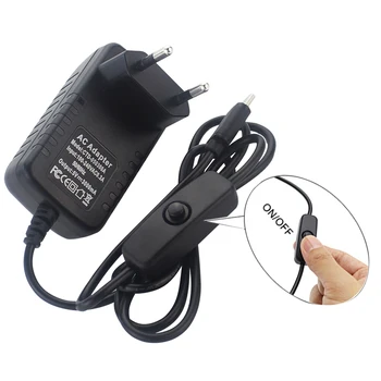 

5V 3A Computer Accessories Electronics Cable Adapter Button Plug Power Supply Type C Charger Switching For Raspberry Pi 4B