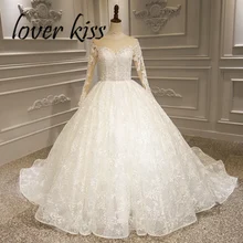 Lover Kiss Vestido De Noiva реальное фото великолепного кружева свадебное платье с длинным рукавом бисером и жемчугом Свадебные платья на заказ Brautkleid