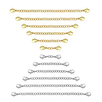 

12Pcs Chain Extender, 6 Sizes Stainless Steel Bracelet Extension Necklace Extender for DIY Jewelry Making, Silver and Gold