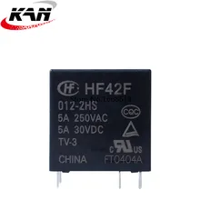 10 pçs/lote Power relay JZC-42F HF42F-005-2HS HF42F-012-2HS HF42F-024-2HS 5A250VAC 6PIN 2 grupo normalmente aberto