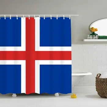 

Flag of Iceland Waterproof Shower Curtain for Bathroom