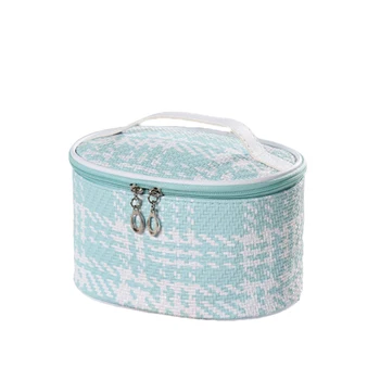 

2020 Women Casual Large Capacity Makeup Bag Toiletry Organizer Tote Portable Handwoven Cosmetic Bag with Zipper for Travelling