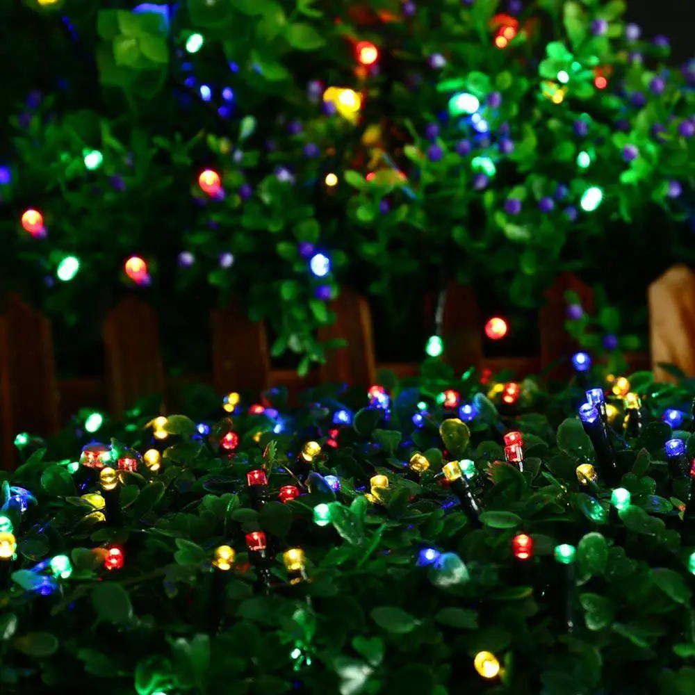 Открытый 200LED 22 м Солнечный красочный Сказочный светильник с рисунком сада двора 8