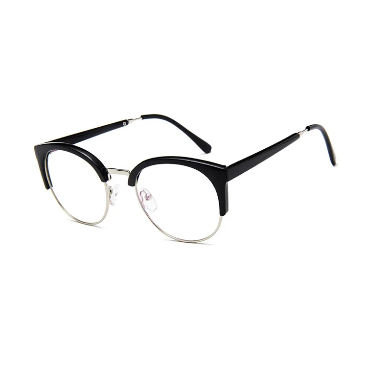 Zilead классические очки в форме "кошачий глаз" Рамка Металлическая полуоправа оптические Sepectscles для мужчин женщин простые очки Des Lunettes - Цвет оправы: black silver