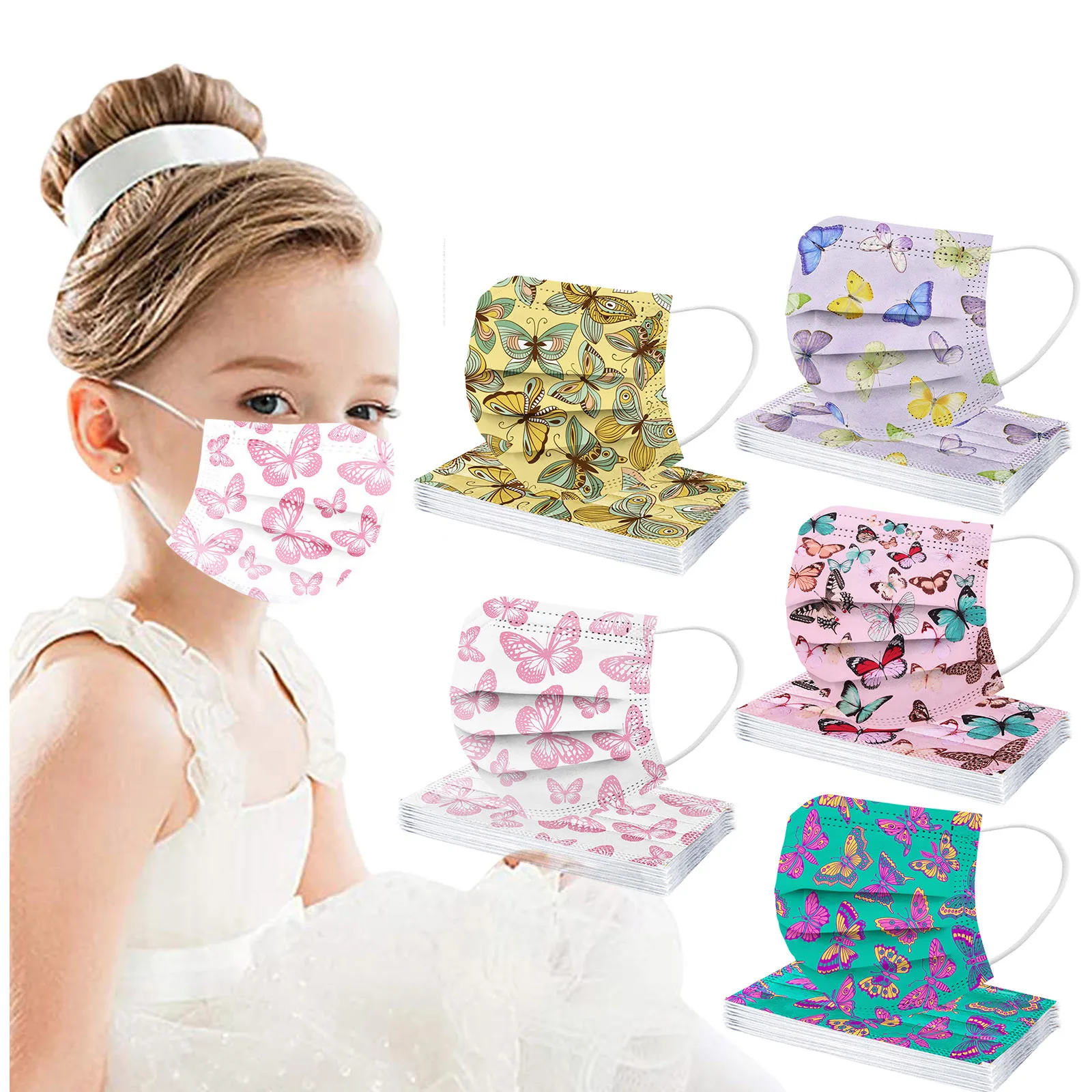 Lot of 10 Children Butterfly Disposable Breathable Face Mask Sadoun.com