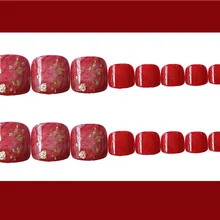 J-121 красная пятнистая Золотая фольга для ногтей Маникюрный патч готовой продукции 24 шт накладные ногти