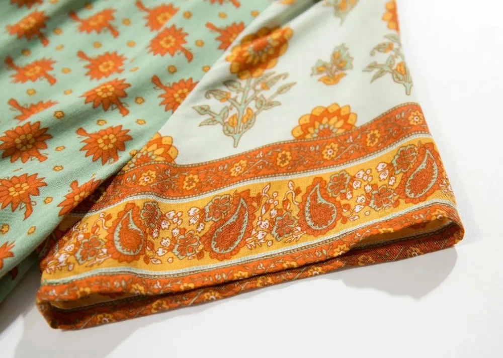Everkaki Boho длинное женское платье с цветочным принтом, летние платья, свободные цыганские Женские винтажные макси платья, женские Осенние новые