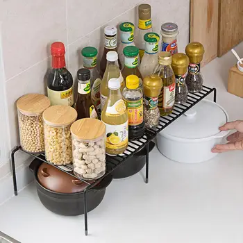 

Kitchen Rack 1-Layer 31-57cm Adjustable Length Metal Organizer Cabinet Storage Shelf Home Kitchen Organizer Gadget