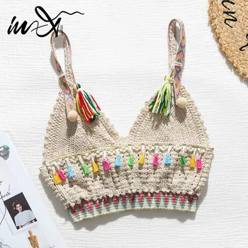 

In-X Sexy crochet bikini top 2020 Weave swimsuit female Cover up Summer bathers Tassel swimwear Cover up Beach wear bathing suit