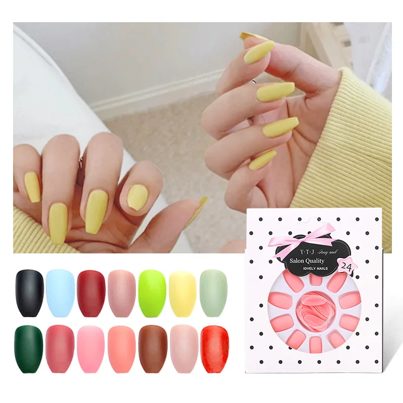 

24pcs Detachable False Nail With Designs Full Cover For Short Nail Decoration Press On Nails Art Fake Nails Tips With Glue