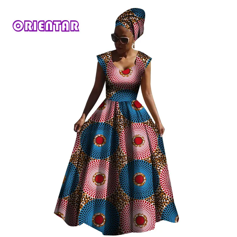 Африканские платья для женщин, традиционная африканская одежда, большое свободное приталенное платье без рукавов, женское длинное платье с принтом, WY2843 - Цвет: 14