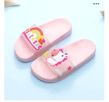 

Unicorn Slippers For Boy Girl Cartoon Rainbow Shoes 2019 Summer Todder Flip Flops Baby Indoor Slippers Beach Swimming Slipper