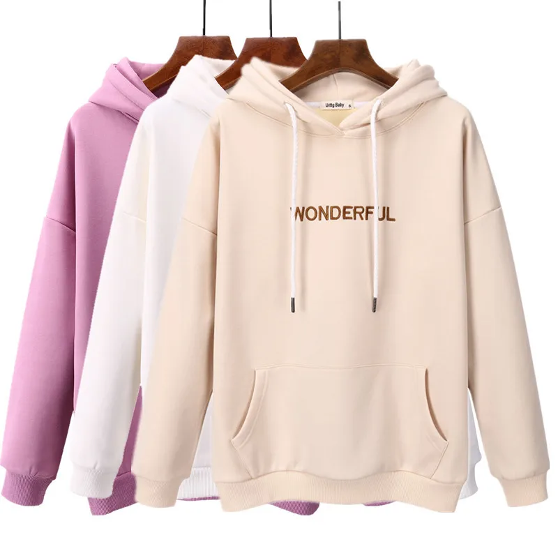 

Sweater Female Loose Spring And Autumn Spring Thin Section 2019 New Style Korean Style Plus Velvet Thicken Belt Cap Hoodies