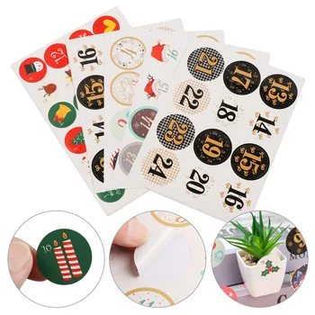 

5 Sheets Gift Paper Sticker Merry Christmas Advent Calendar Craft Packaging Label Self Adhesive Xmas Stickers Xmas Ornament