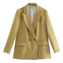 

Dave&Di Vintage Oversize Blazers And Jackets 2021 Autumn England Style Fashion Simple Solid Double Breasted Casual Blazer Women