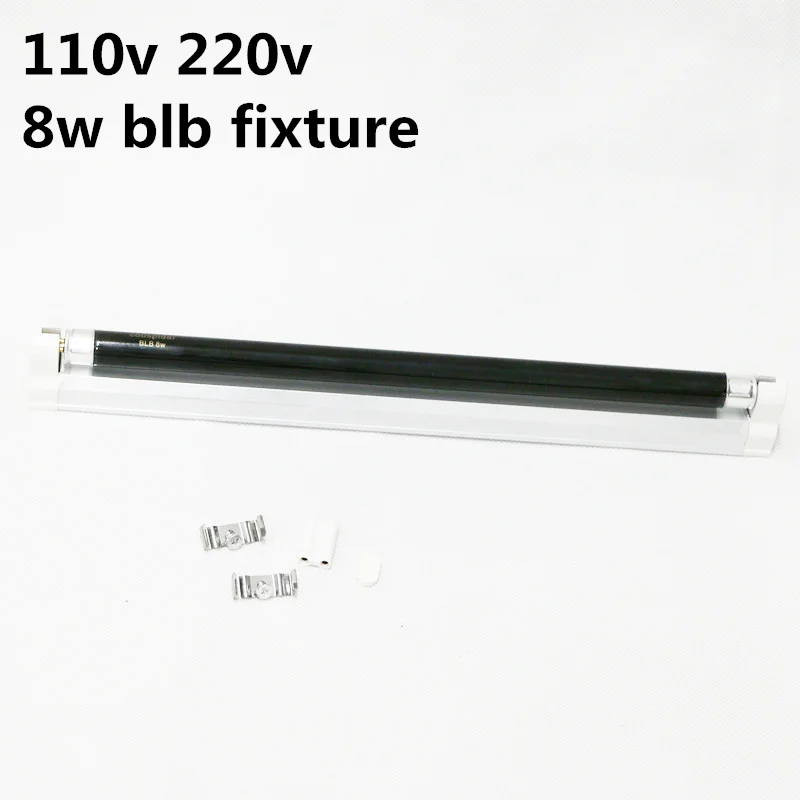 8W FIXTURE Черный светильник, синий BLB светильник, УФ-лампа с креплением и проводом, Европейская или американская вилка, 110 V-240 V T5 4W 6W 8W - Мощность в ваттах: 8W FIXTURE