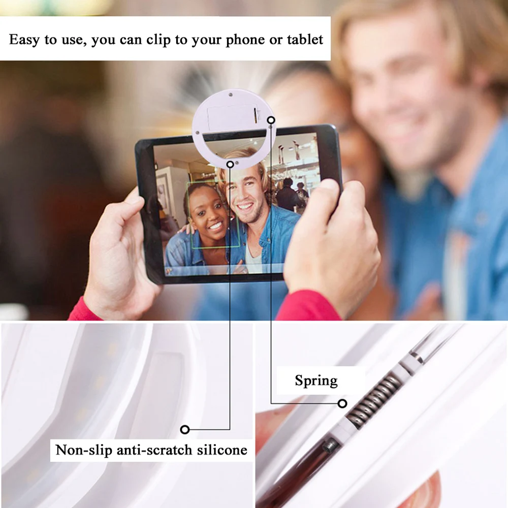 D25 AliBrit selfie светодиодный кольцевой фонарик портативный телефон лампа для селфи