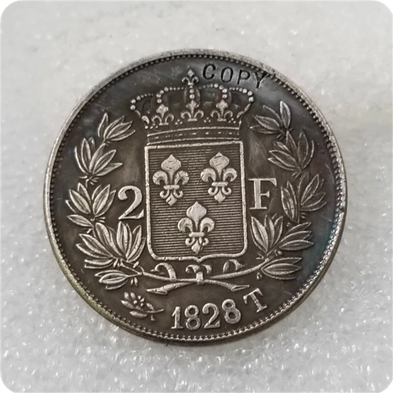 1828T Франция Charles X 2 Франковская Монета КОПИЯ