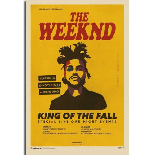 

GX266 The Weeknd King of the Fall Music Tour Pop Singer Star Painting Poster Prints Canvas Wall Picture For Home Room Decor