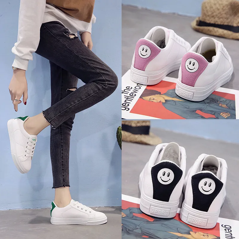 

Korean-style INS White Shoes Autumn New Style Casual Smile Online Celebrity Versatile Skate Shoes