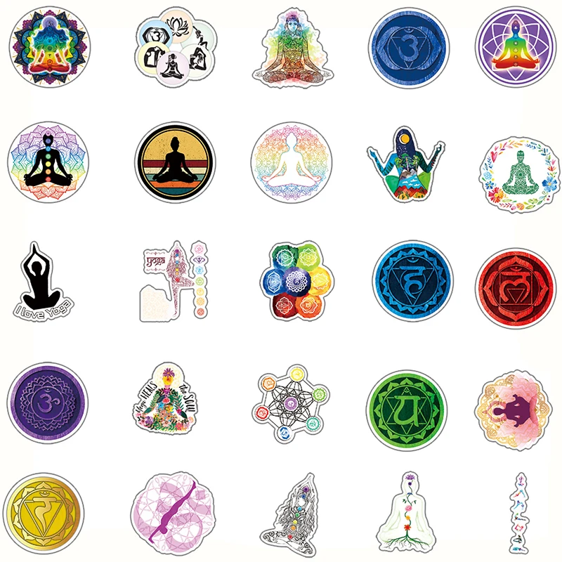 50Pcs/Set Vintage Yoga Mandala Flower Stickers For Laptops Mobile Phones  Skateboards Water Cups Guitar Decoration Accessories - AliExpress