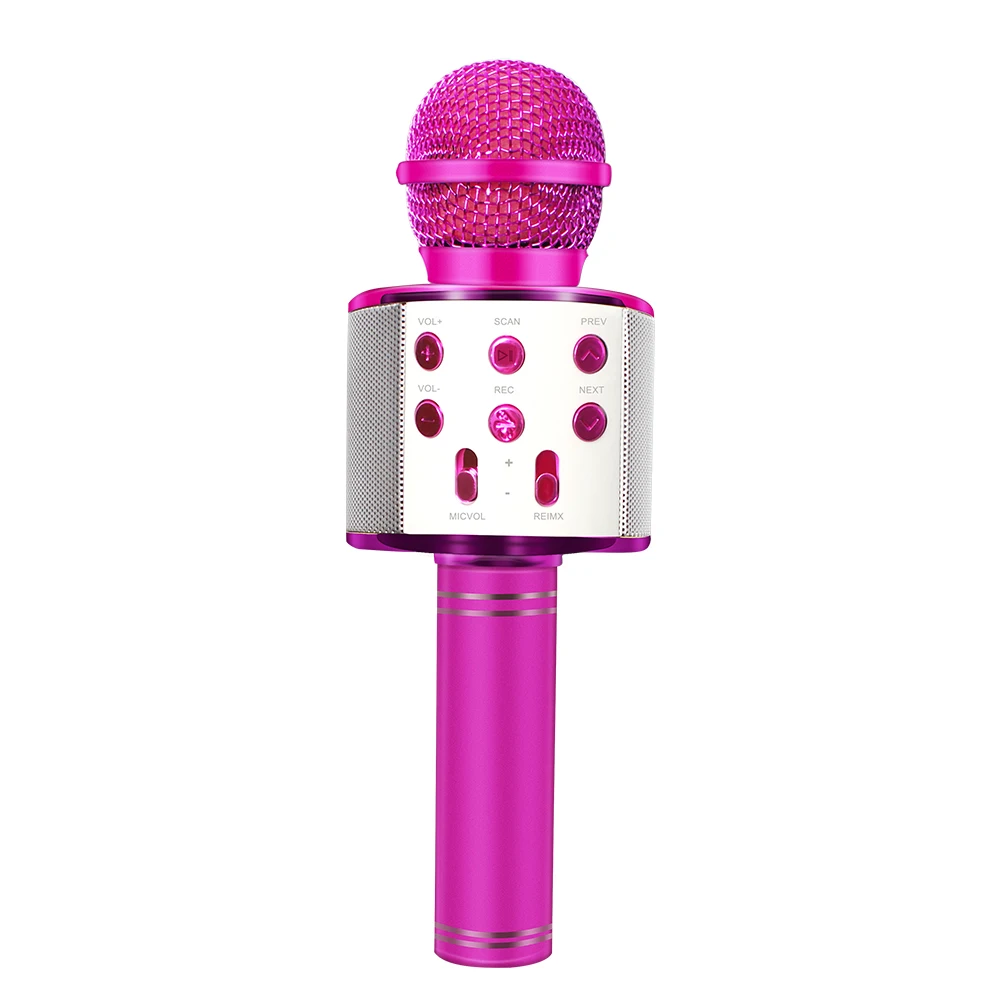 Pink WS-858 Bluetooth беспроводной микрофон ручной караоке микрофон USB мини домашний KTV для воспроизведения музыки пение динамик плеер - Цвет: Pink