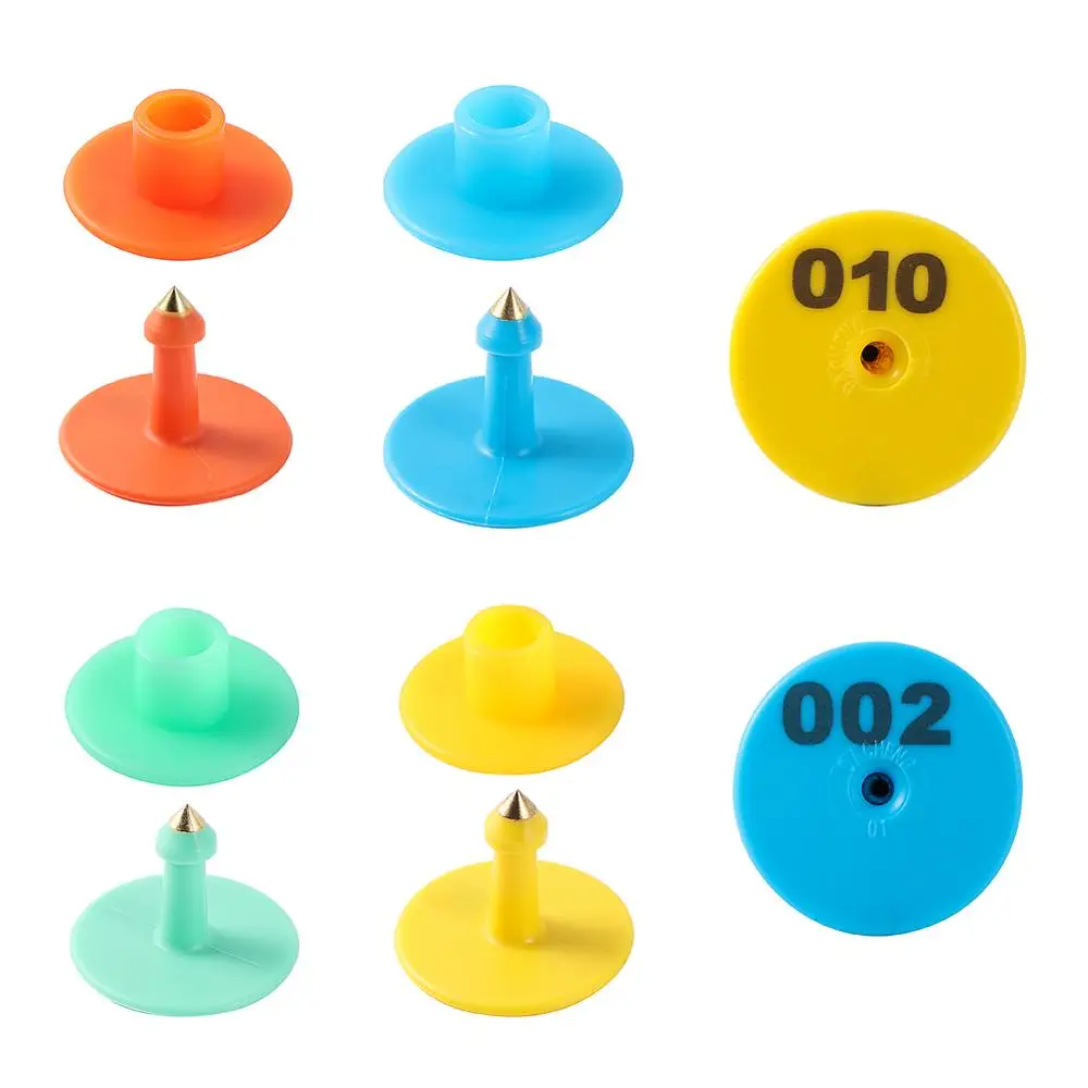 Etiqueta anticaída con palabra redonda para oreja de cerdo y oveja, marca veterinaria, cerdas de oreja, señalización de oreja de conejo, 100 Uds.