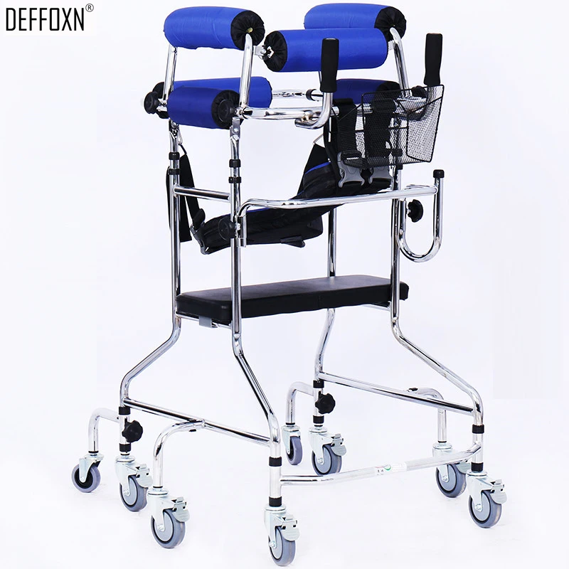 6 or 8 Wheels Rehabilitation Walker Leg Training Walking Aid Stand Frame Anti Rollover Disable Adult Elderly Stroke HemiplegiaКрасота и