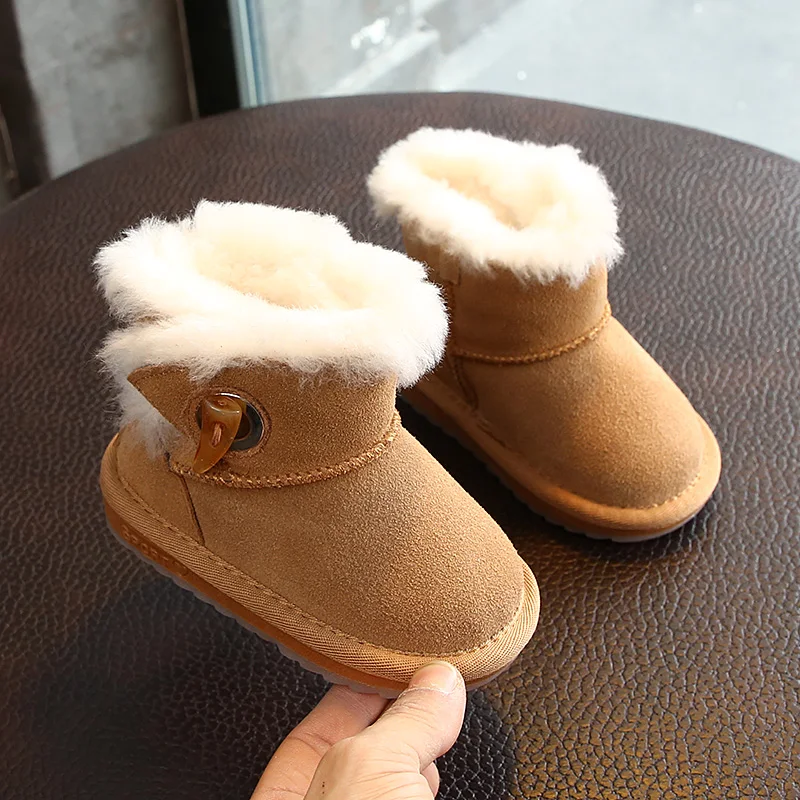 Новая зимняя детская обувь нескользящие теплые зимние ботинки для девочек школьные Ботинки martin из натуральной кожи для мальчиков 1-3-8 лет