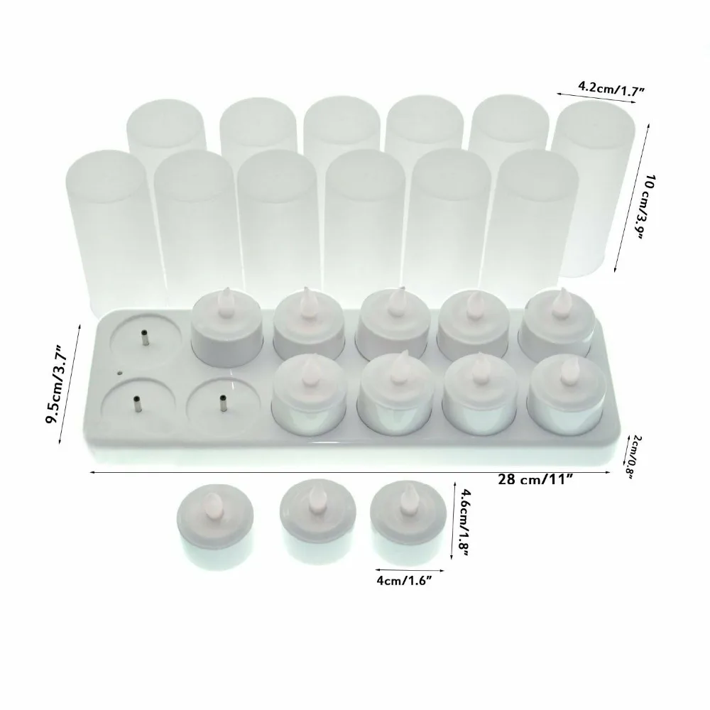 Набор из 12-Pack красочный беспламенный мерцающий перезаряжаемый Электронный светильник для свечей