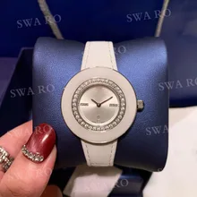 SWA новые часы Octea Dressy белые кожаные часы 316L корпус из нержавеющей стали со стальным кристаллом стильные изысканные женские кварцевые часы