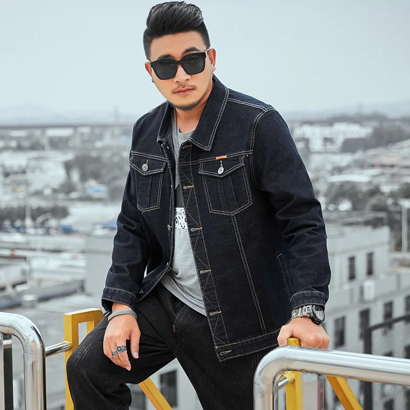 

denim Jacket men fashion casual jackets man outwear Spring turn-down collar demin coat cotton clothes new arrival 2020 7xl 8xl