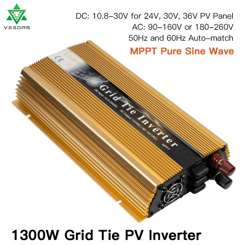 

1300W Micro Solar Inverter MPPT On Grid Tie Inverter Input 18/36V Output 110/220V For 36/60/72 Cell solar panel ship from Brazil