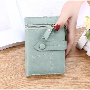 

Women Short Wallet Coin Purse Card Holders Handbag Female Small Wallets Ladies Zipper Purses Clutch Bags Solid Color Money Bag