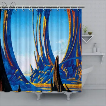 

Aplysia Colorful Bath Shower Curtain 3D Roger Dean Waterproof Polyester Fabric Curtains For Bathroom Shower