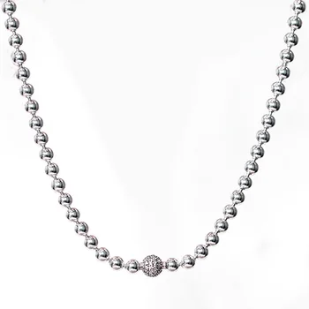 

New 925 Sterling Silver Necklace Beads & Pave Crystal Sliding Necklace For Women Wedding Gift Diy Fine Jewelry