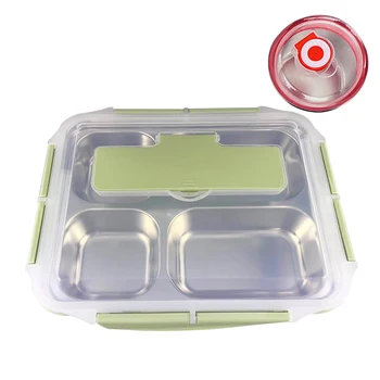 

Lunch Box With Compartment Portable School Office Square Spoon Outdoor Leakproof Travel Kitchen Food Container Stainless Steel