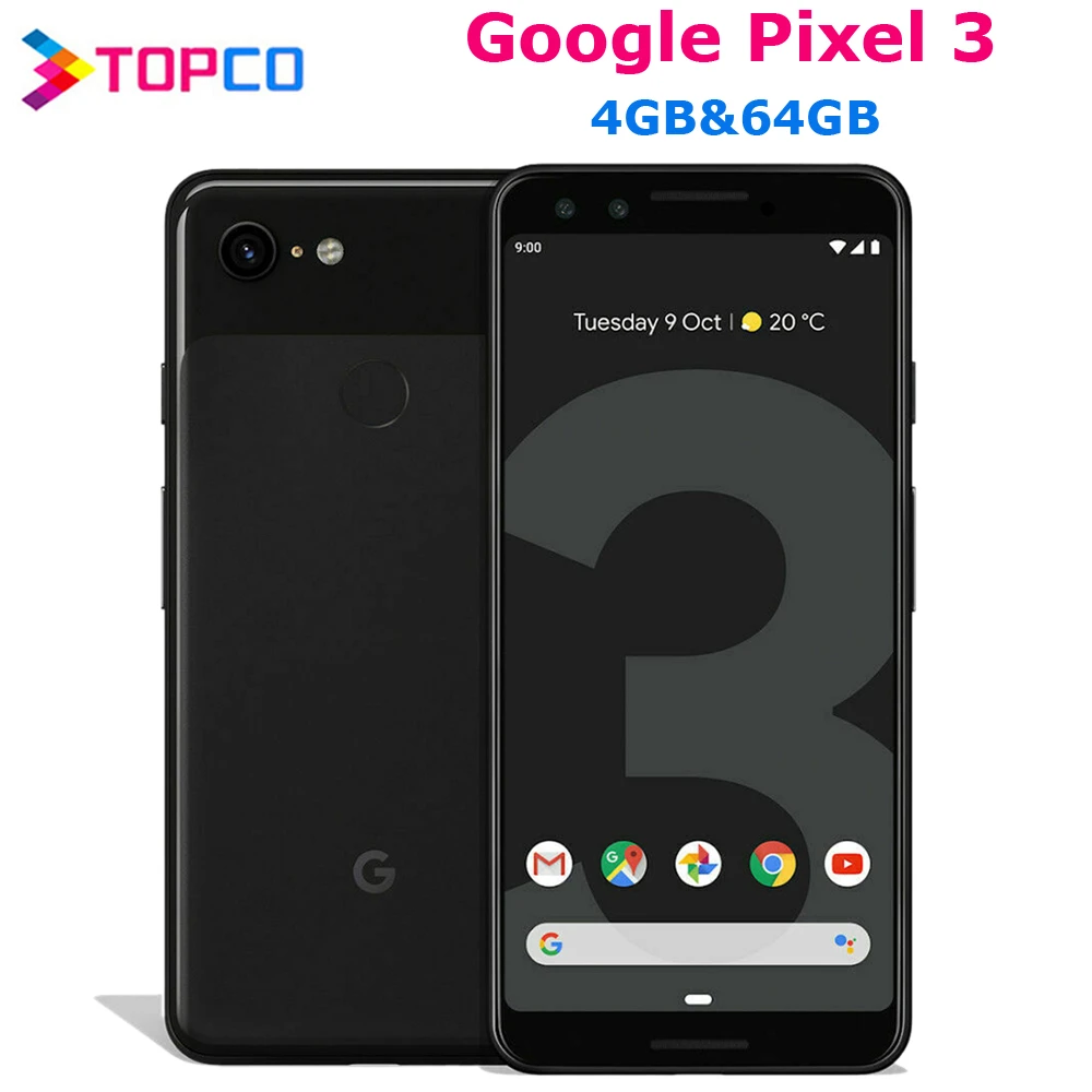 Оригинальный разблокированный мобильный телефон Google Pixel 3 GSM 4G Android 5 дюйма 12 Мп 8