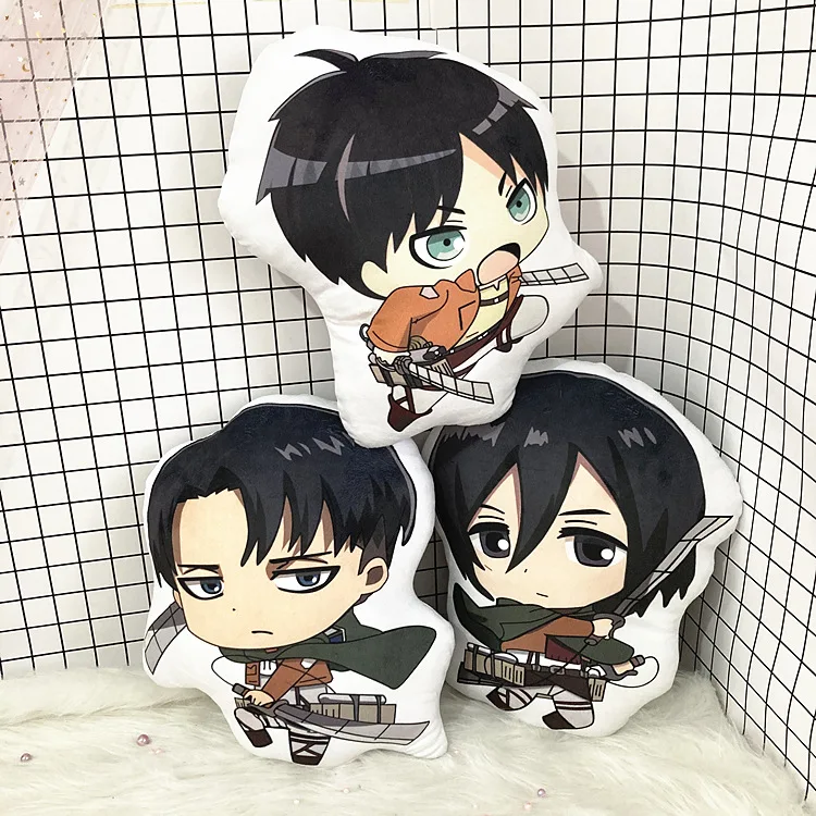 

10cm Anime Attack on Tittan Plush Doll Eren Yeager Mikasa Ackerman Armin Arlert Soft Stuffed Cushion Kids Plushie Pillow Toys
